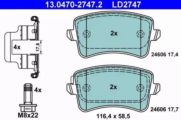 ATE TARCZE+KLOCKI CERAMIC PRZÓD+TYŁ AUDI A4 B8 A5 