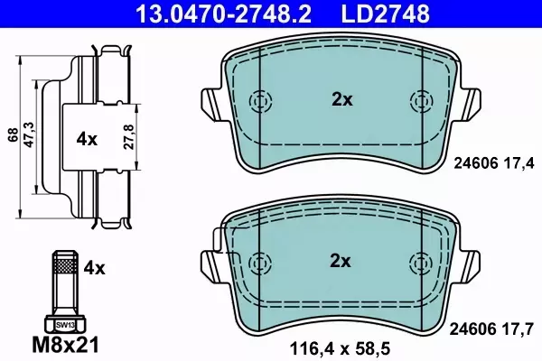 ATE CERAMIC KLOCKI TYŁ AUDI A4 A5 Q5 