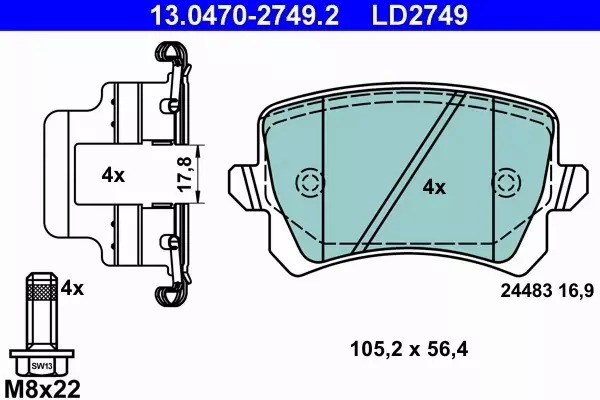 ATE CERAMIC KLOCKI TYŁ VW TIGUAN 