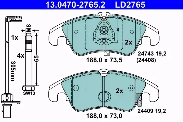 ATE CERAMIC KLOCKI HAMULCOWE PRZÓD A7 Sportback (4GA, 4GF) 