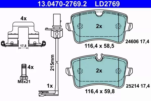 ATE CERAMIC KLOCKI HAMULCOWE TYŁ A6 Avant (4G5, C7, 4GD) 