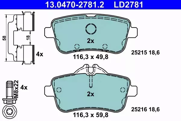 ATE CERAMIC KLOCKI HAMULCOWE TYŁ KLASA M (W166) 