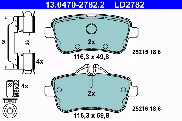 ATE CERAMIC KLOCKI HAMULCOWE TYŁ KLASA M (W166) 