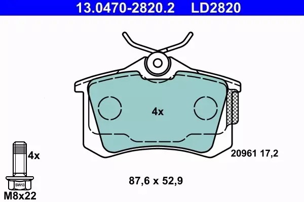 ATE CERAMIC KLOCKI TYŁ AUDI A3 A4 A6 C5 A8 D2 TT 