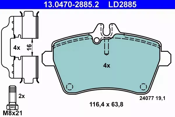 ATE CERAMIC KLOCKI PRZÓD MERCEDES A W169 