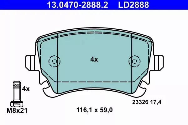 ATE CERAMIC KLOCKI TYŁ AUDI A4 A6 