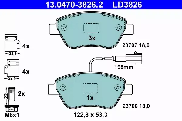 ATE CERAMIC KLOCKI PRZÓD FIAT GRANDE PUNTO LINEA 