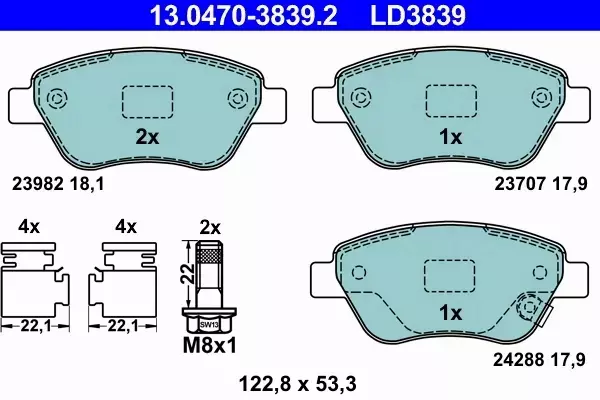 ATE CERAMIC KLOCKI HAMULCOWE PRZÓD OPEL CORSA D 