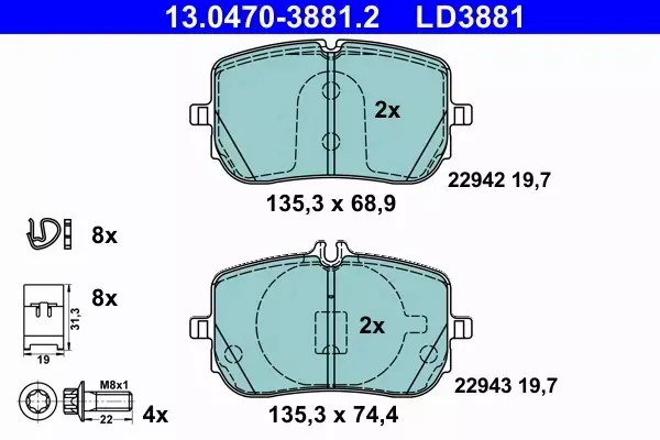 ATE KLOCKI HAMULCOWE 13.0470-3881.2 