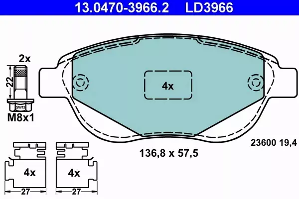 ATE CERAMIC KLOCKI HAMULCOWE PRZÓD C3 I (FC_) 