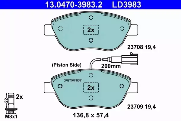 ATE CERAMIC KLOCKI HAMULCOWE PRZÓD DELTA III (844) 