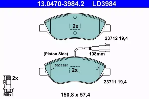 ATE CERAMIC KLOCKI HAMULCOWE PRZÓD DELTA III (844) 