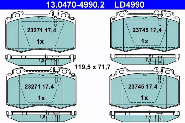 ATE CERAMIC KLOCKI HAMULCOWE PRZÓD KLASA C T-Model (S203) 