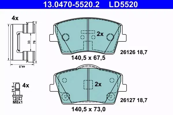 ATE KLOCKI HAMULCOWE 13.0470-5520.2 