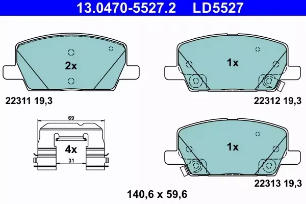 ATE KLOCKI HAMULCOWE 13.0470-5527.2 