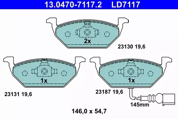 ATE CERAMIC PRZÓD VW BORA GOLF IV V VI POLO 