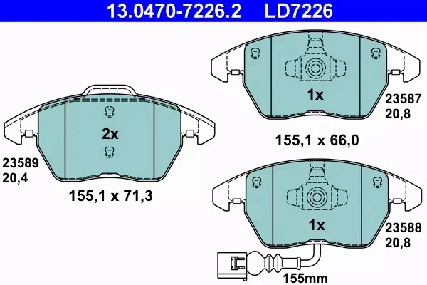 ATE CERAMIC KLOCKI PRZÓD AUDI TT 