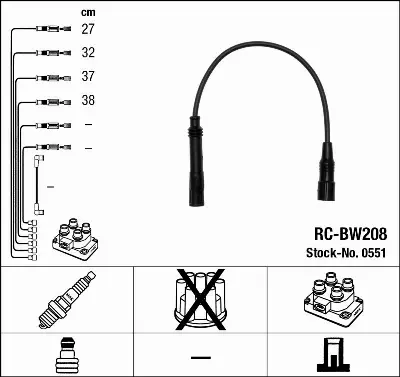 PRZEWODY ZAPŁONOWE KABLE BMW E36 316 93-00 NGK 