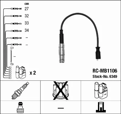 NGK PRZEWODY ZAPŁONOWE MERCEDES A W169 1.5 1.7 2.0 