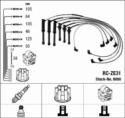 NGK PRZEWODY ZAPŁONOWE 9890 