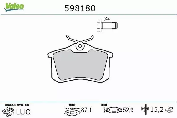 VALEO KLOCKI HAMULCOWE 598180 