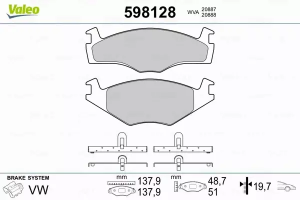 VALEO KLOCKI HAMULCOWE 598128 