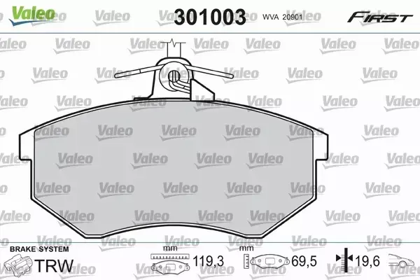 VALEO KLOCKI HAMULCOWE FIRST 301003 