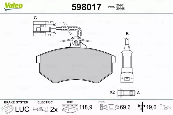 VALEO KLOCKI HAMULCOWE 598017 