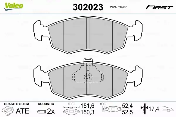 VALEO KLOCKI HAMULCOWE 302023 