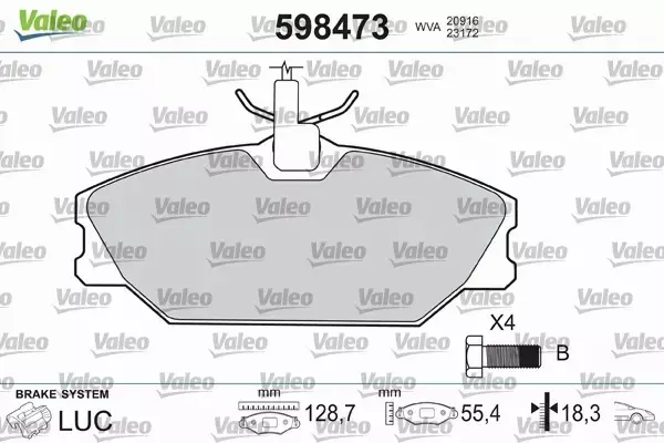 VALEO KLOCKI HAMULCOWE 598473 