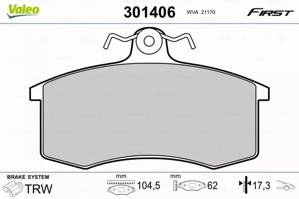 VALEO KLOCKI HAMULCOWE 301406 