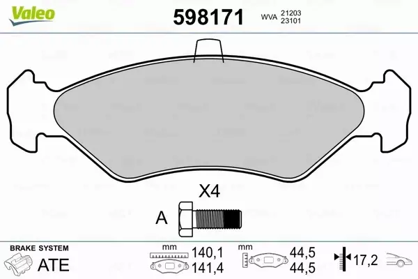 VALEO KLOCKI HAMULCOWE 598171 