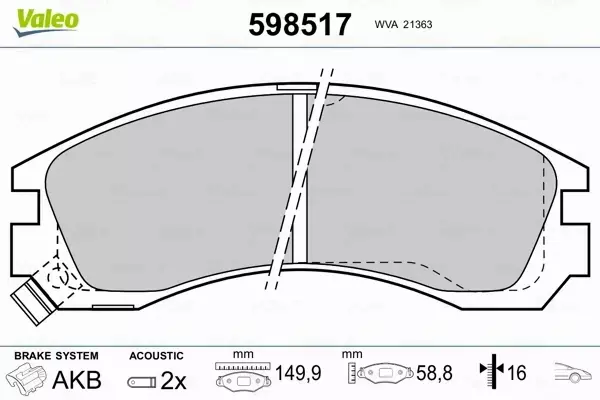 VALEO KLOCKI HAMULCOWE 598517 