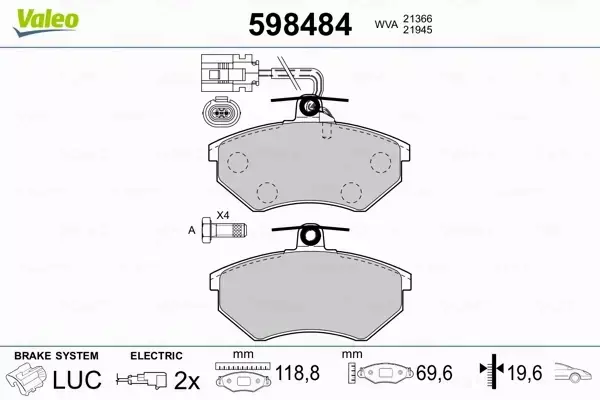 VALEO KLOCKI HAMULCOWE 598484 