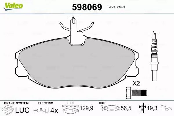 VALEO KLOCKI HAMULCOWE 598069 