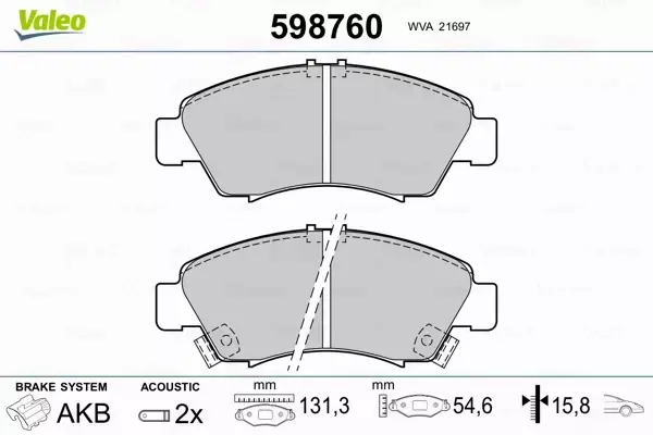 VALEO KLOCKI HAMULCOWE 598760 