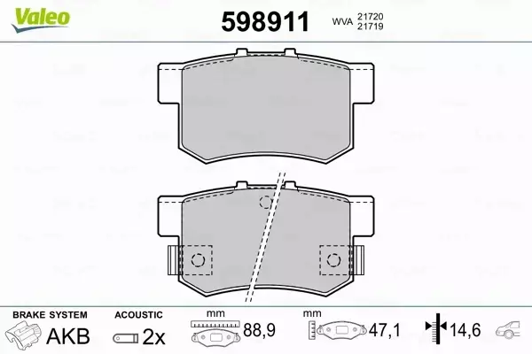 VALEO KLOCKI HAMULCOWE 598911 