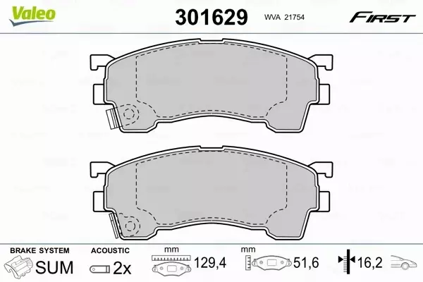 VALEO KLOCKI HAMULCOWE 301629 