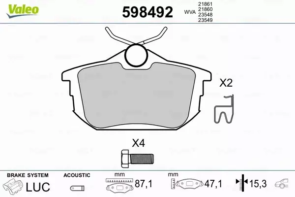 VALEO KLOCKI HAMULCOWE 598492 