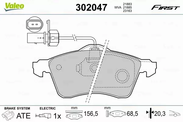 VALEO KLOCKI HAMULCOWE 302047 