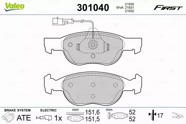 VALEO KLOCKI HAMULCOWE FIRST 301040 