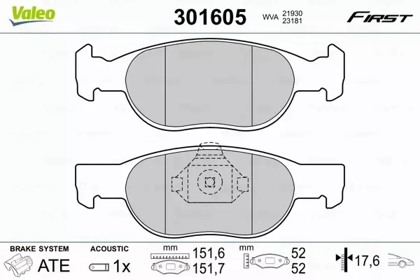 VALEO KLOCKI HAMULCOWE 301605 