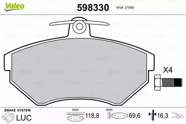 VALEO KLOCKI HAMULCOWE 598330 