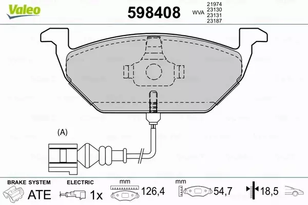 VALEO KLOCKI HAMULCOWE 598408 