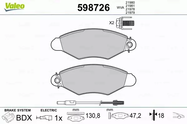 VALEO KLOCKI HAMULCOWE 598726 