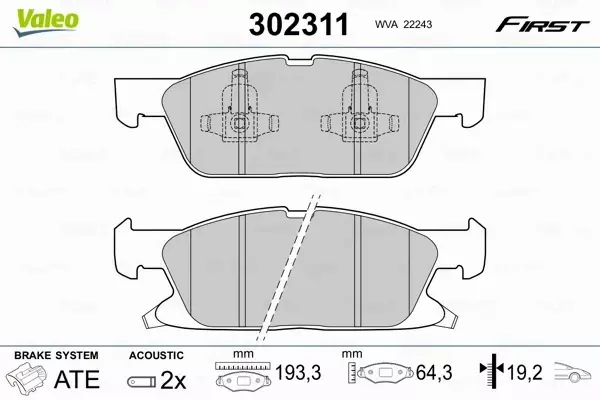 VALEO KLOCKI HAMULCOWE 302311 