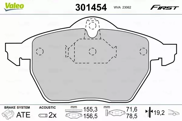 VALEO KLOCKI HAMULCOWE FIRST 301454 