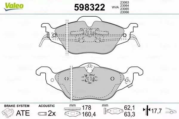 VALEO KLOCKI HAMULCOWE 598322 