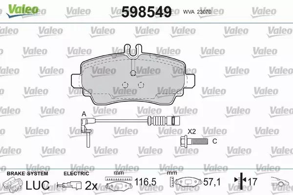 VALEO KLOCKI HAMULCOWE 598549 