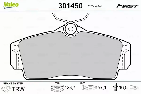 VALEO KLOCKI HAMULCOWE 301450 